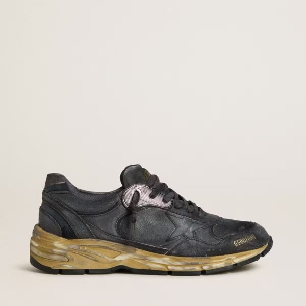 Dad-Star in black and silver mesh and nappa with ice-gray star