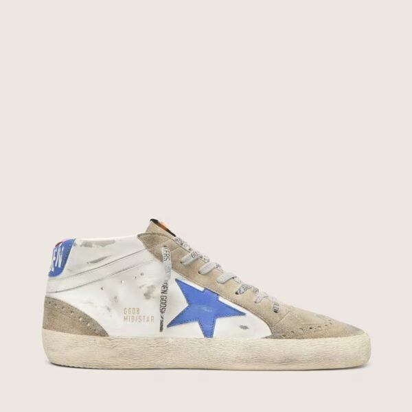 Mid Star with blue leather star and dove-gray suede inserts