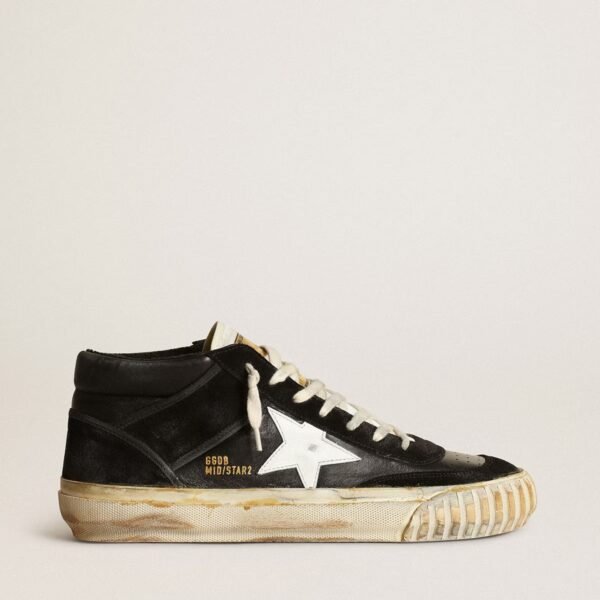 Mid Star in black nappa and suede with white leather star
