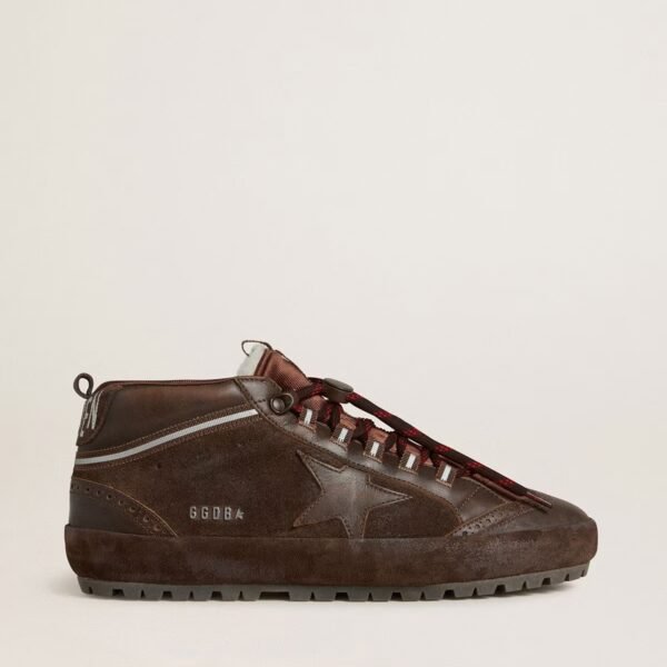 Mid Star Ski in brown suede with leather star and suede heel tab