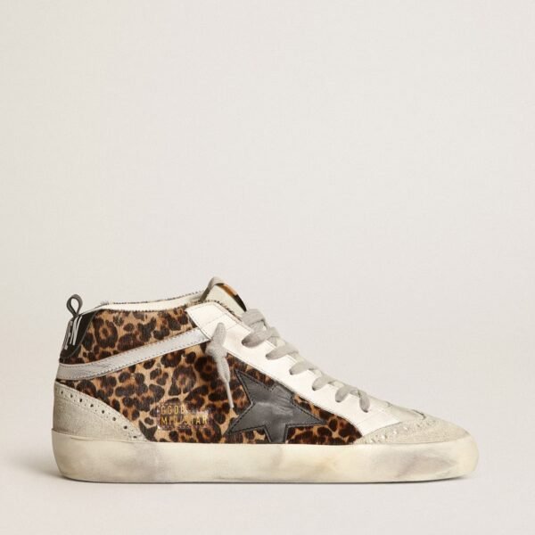 Mid Star in leopard print pony skin with black star