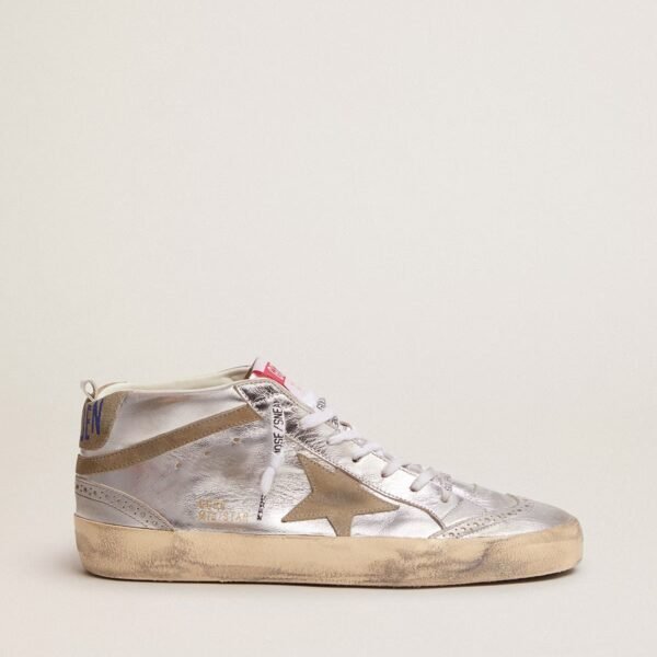 Mid Star in silver laminated leather with dove gray star