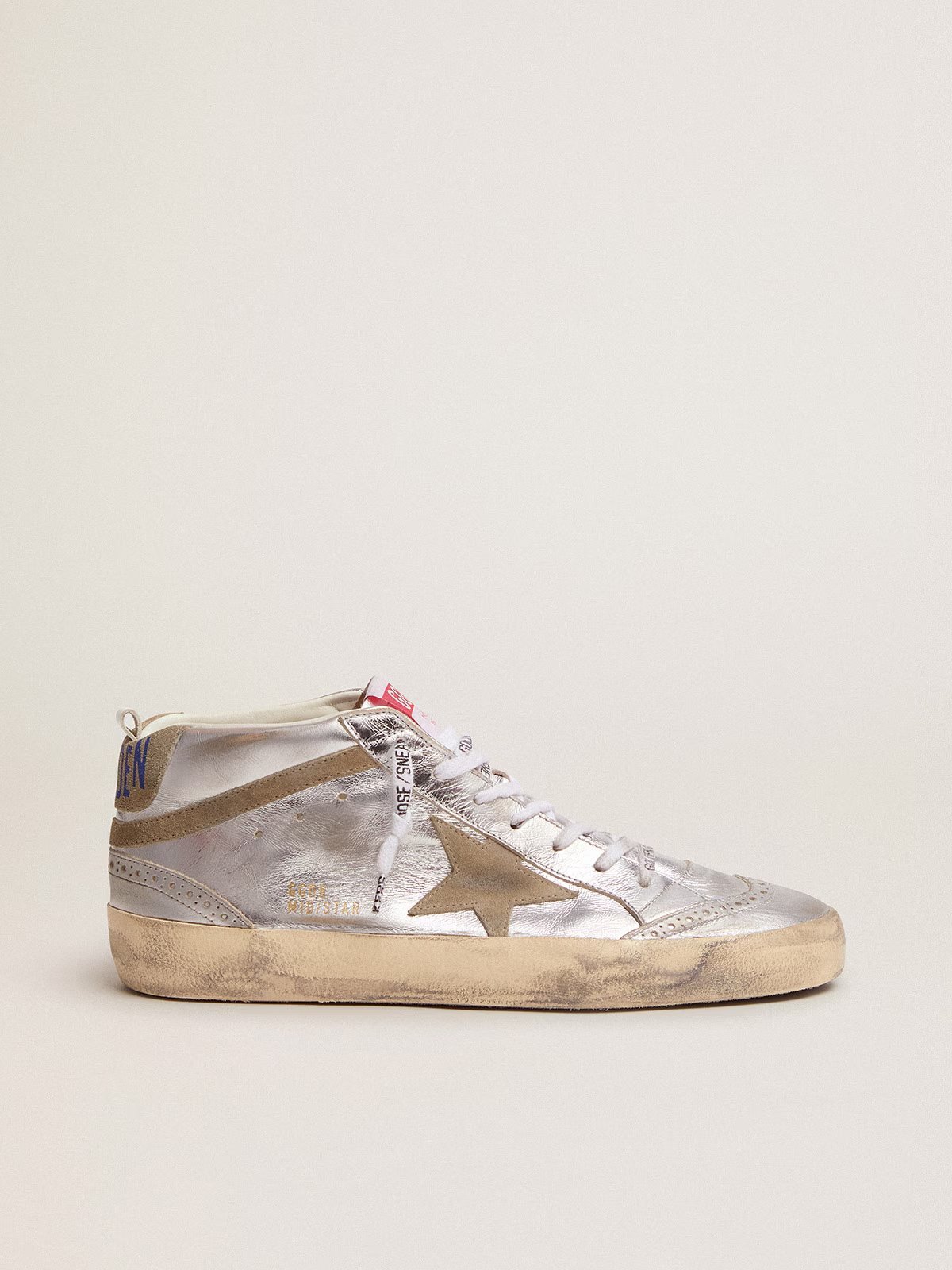1 Mid Star in silver laminated leather with dove gray star - Image 1