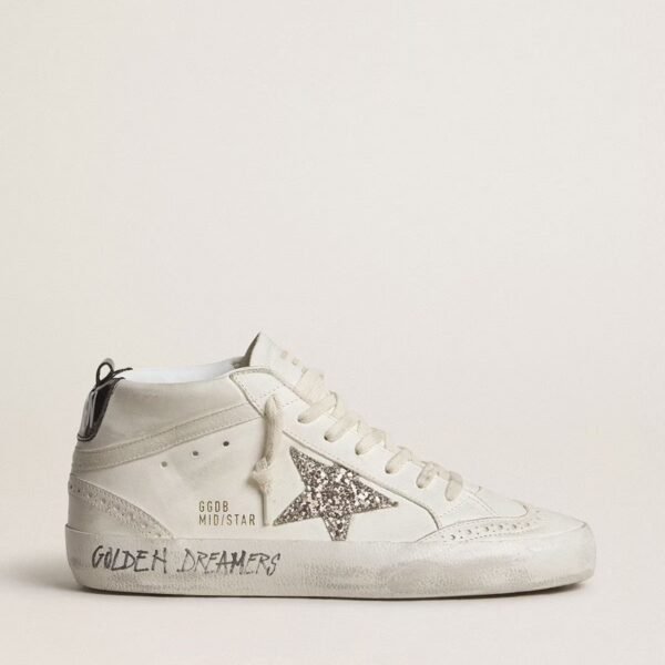 Mid Star with silver glitter star and black laminated heel tab