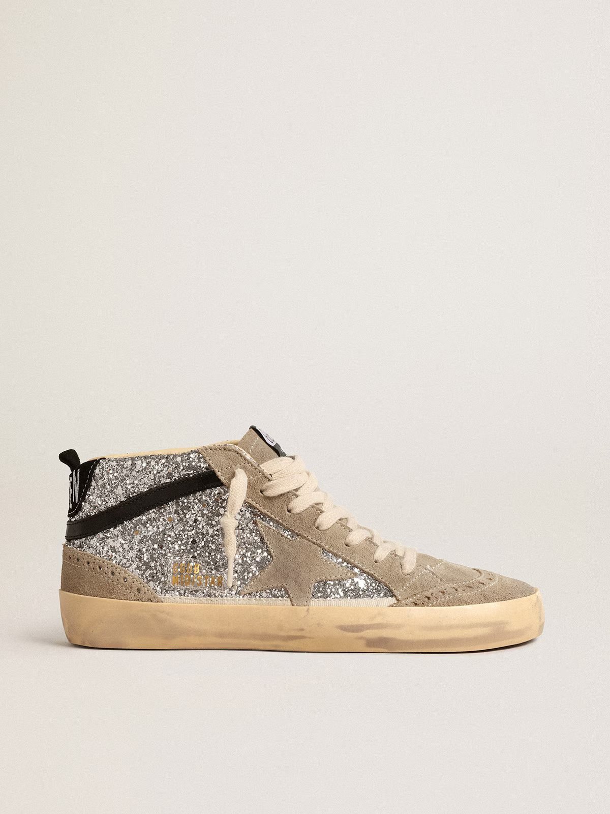 1 Mid Star in silver glitter with suede star and black flash - Image 1