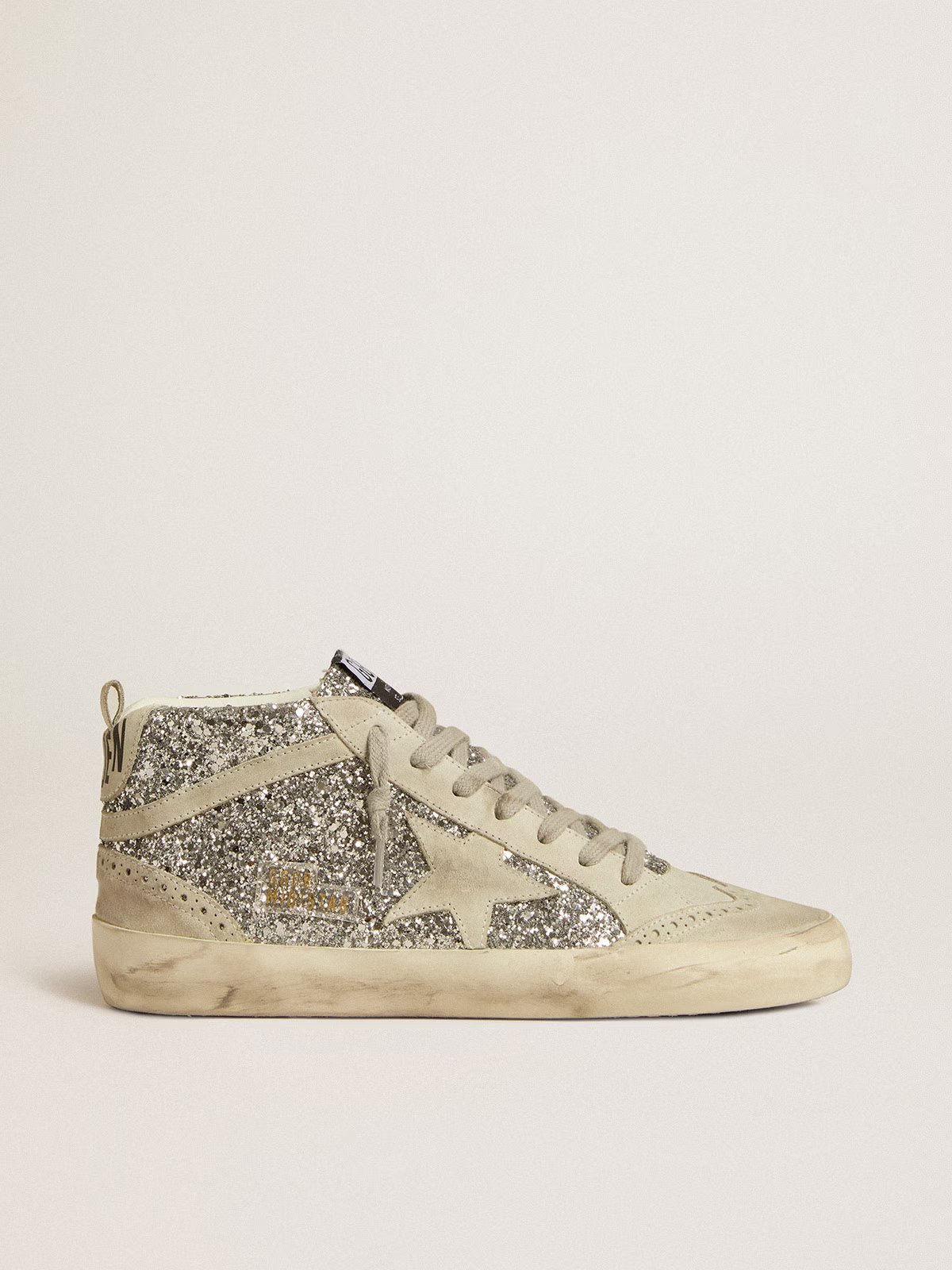 1 Mid Star in silver glitter with ice-gray suede star and flash - Image 1