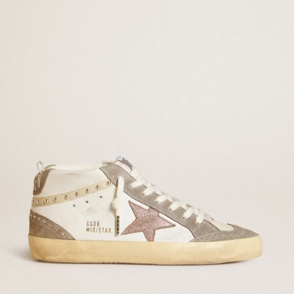 Mid Star in nappa and suede with light brown metallic leather star