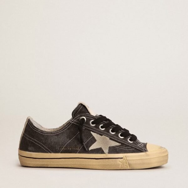 V-Star in black canvas with ice-gray star and heel