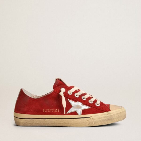 V-Star in dark red suede with silver star and heel tab