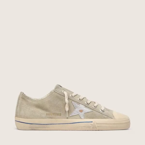 V-Star in dove-gray suede with silver metallic leather star