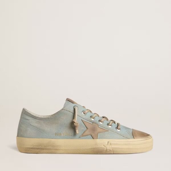 V-Star in light blue canvas with dove-gray leather star