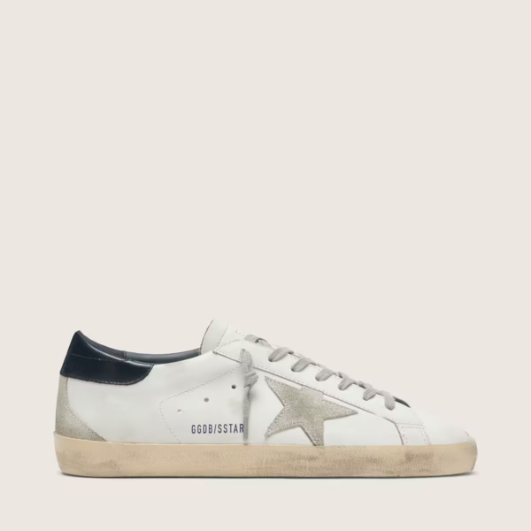 Super-Star with black heel tab and metal stud lettering