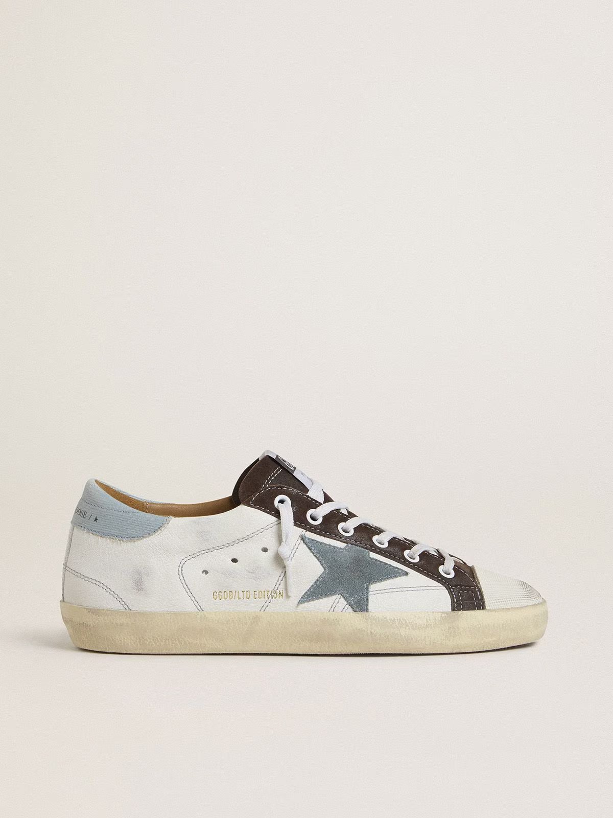 1 Golden Goose LTD Super-Star with light blue suede star and light blue canvas heel tab - Image 1