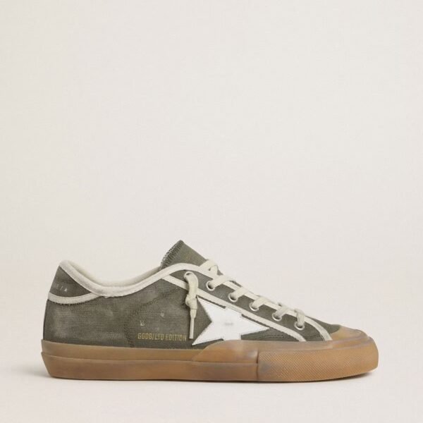 Golden Goose Super-Star LTD in green canvas with white leather star