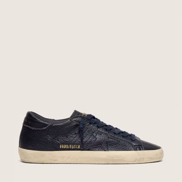 Golden Goose Super-Star in navy-blue leather with tone-on-tone leather star