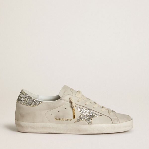 Super-Star in ivory nappa leather with platinum glitter