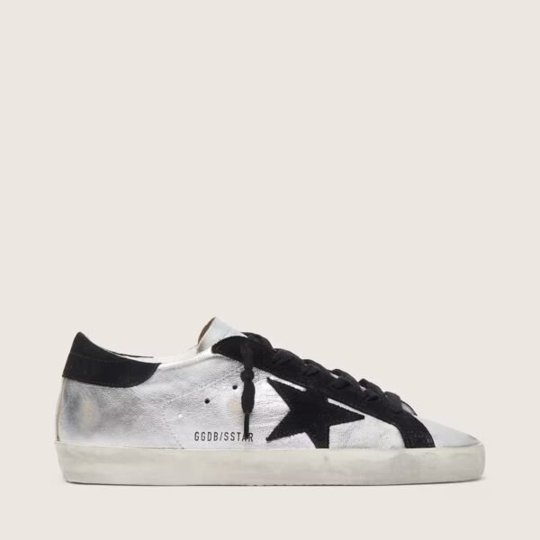Golden Goose Super-Star in silver leather with contrasting inserts