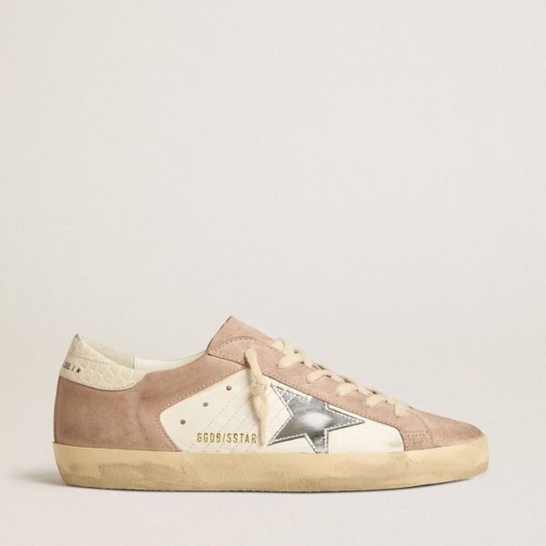 Golden Goose Super-Star sneakers in pink suede with silver metallic leather star