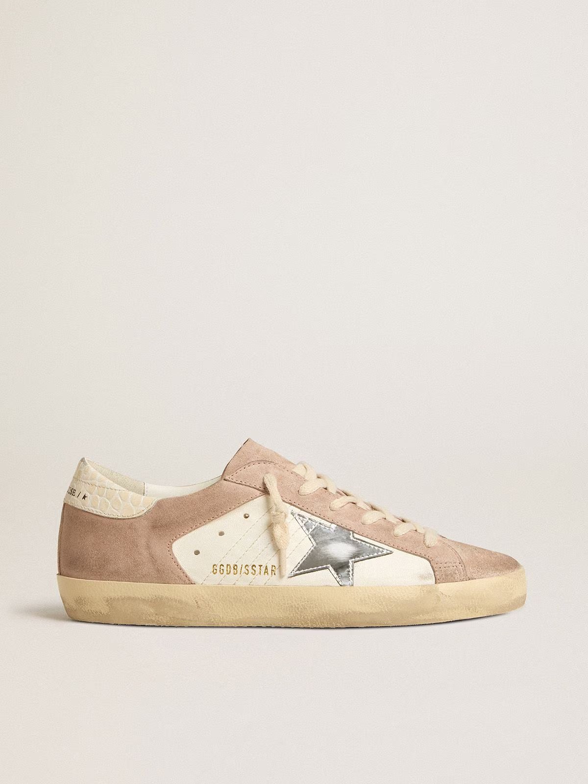 1 Golden Goose Super-Star sneakers in pink suede with silver metallic leather star - Image 1