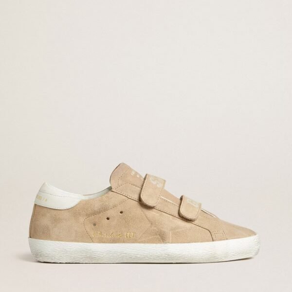 Golden Goose Old School in beige suede with white leather heel tab