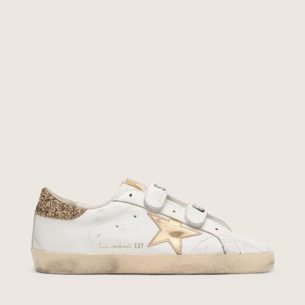 Golden Goose Old School with gold star in laminated leather