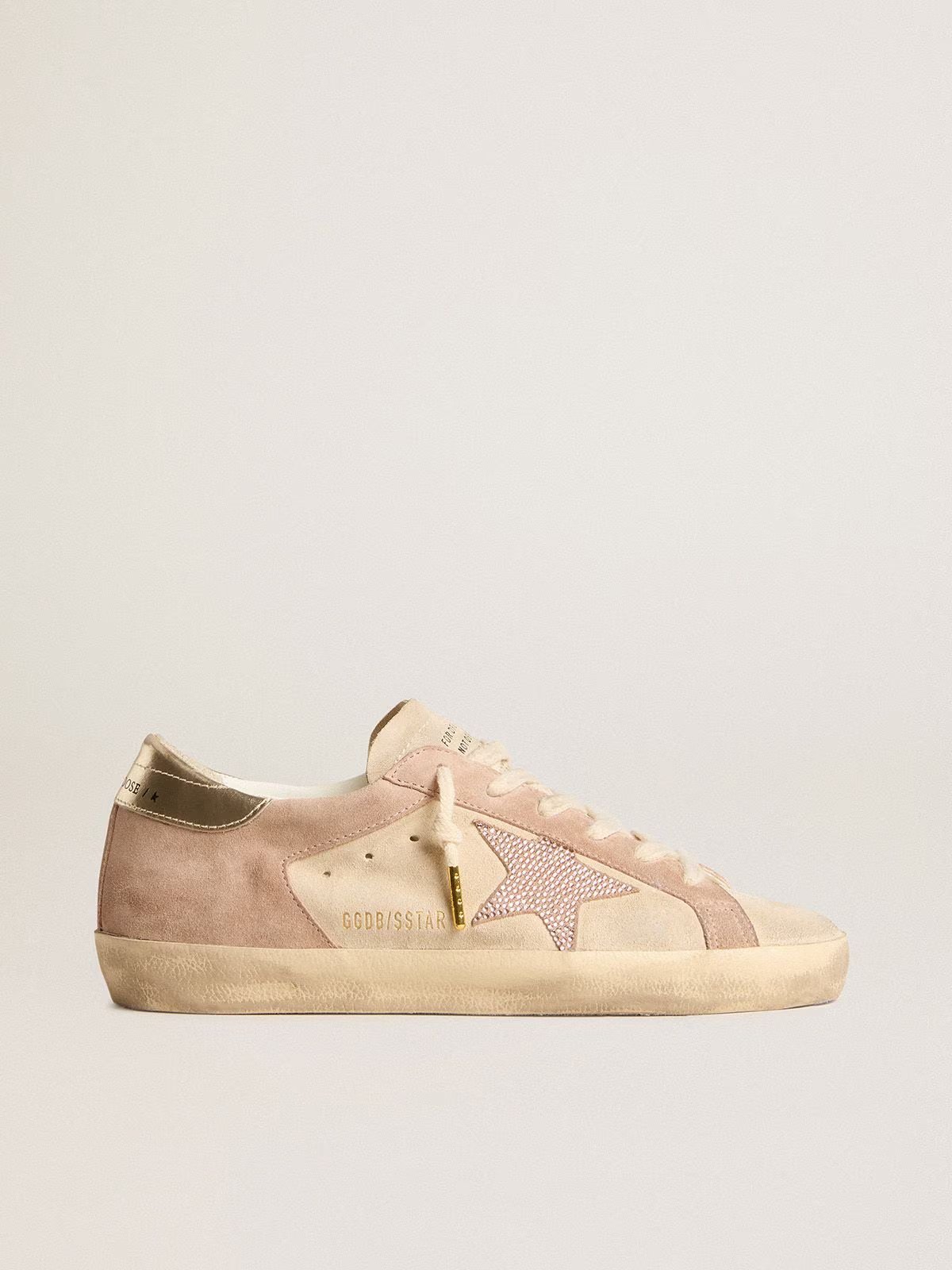 1 Golden Goose Super-Star in pale pink suede with suede star and platinum heel tab - Image 1