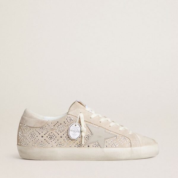 Golden Goose Super-Star LTD in suede with Swarovski crystals and ice-gray leather star