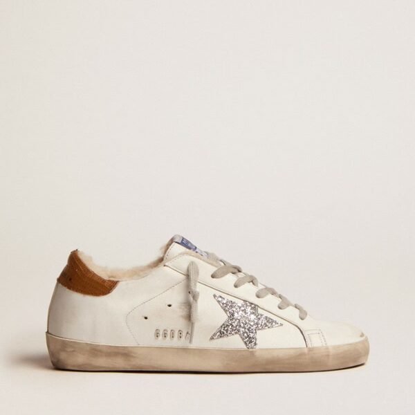 Golden Goose Super-Star with shearling lining and silver glitter star