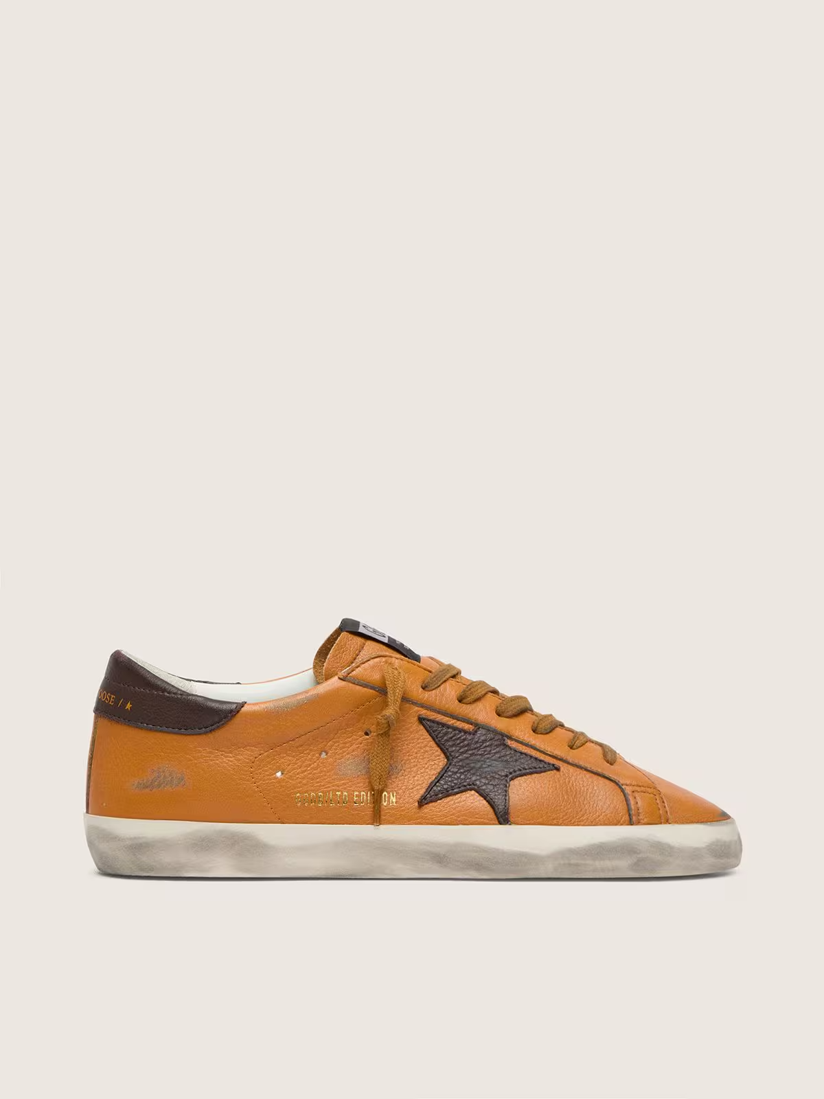 1 Golden Goose Super-Star LTD in orange leather with brown star - Image 1