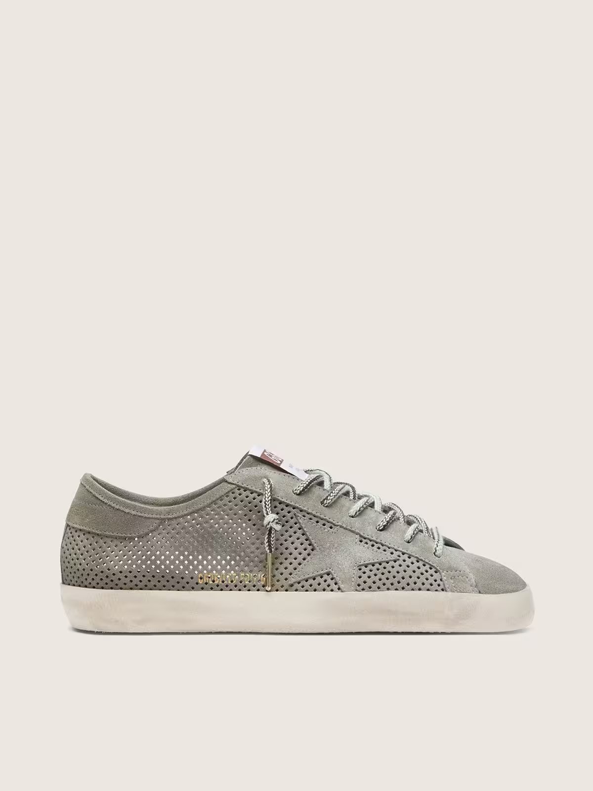 1 Golden Goose Super-Star LTD in green perforated suede with matching suede star - Image 1
