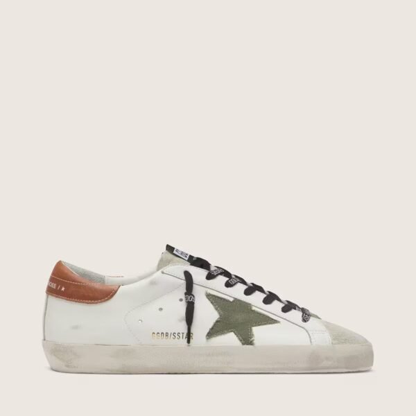 Golden Goose Super-Star with star in olive green canvas