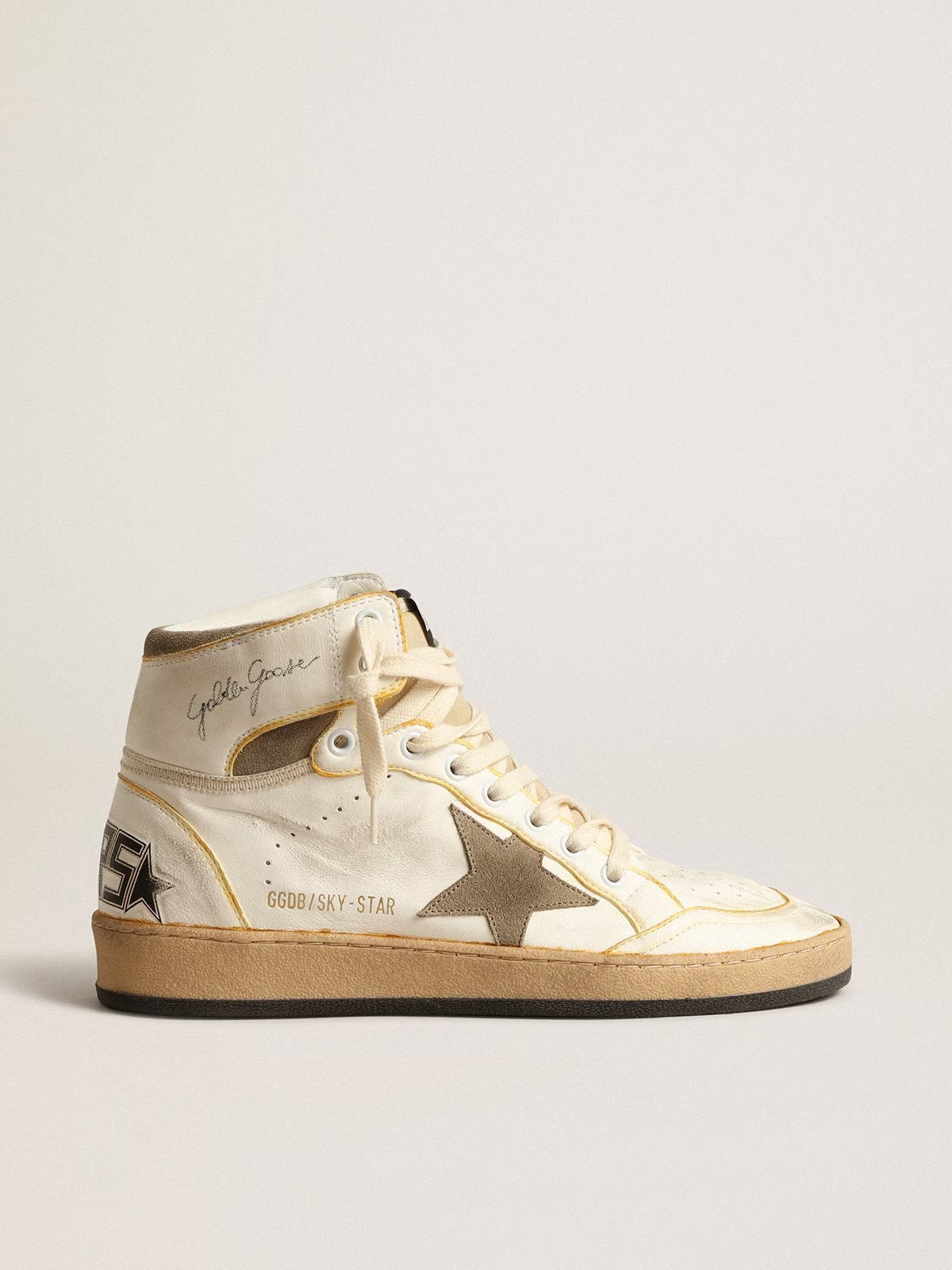 1 Sky-Star in white nappa leather with dove-gray suede star - Image 1