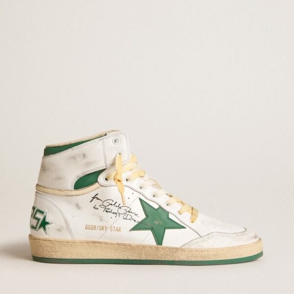 Sky-Star in white leather with green leather star