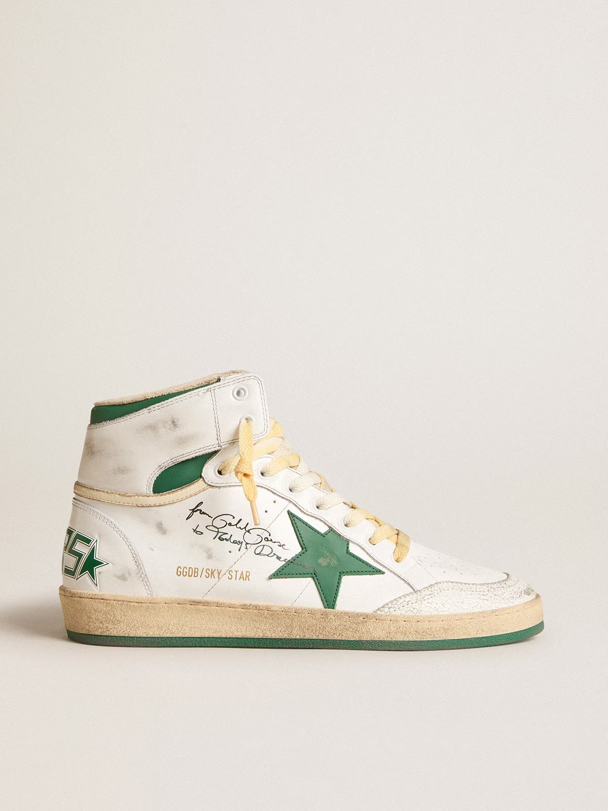 1 Sky-Star in white leather with green leather star - Image 1