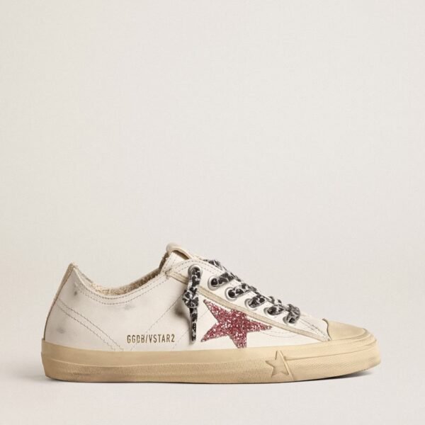 V-Star with pink glitter star and metallic leather heel tab