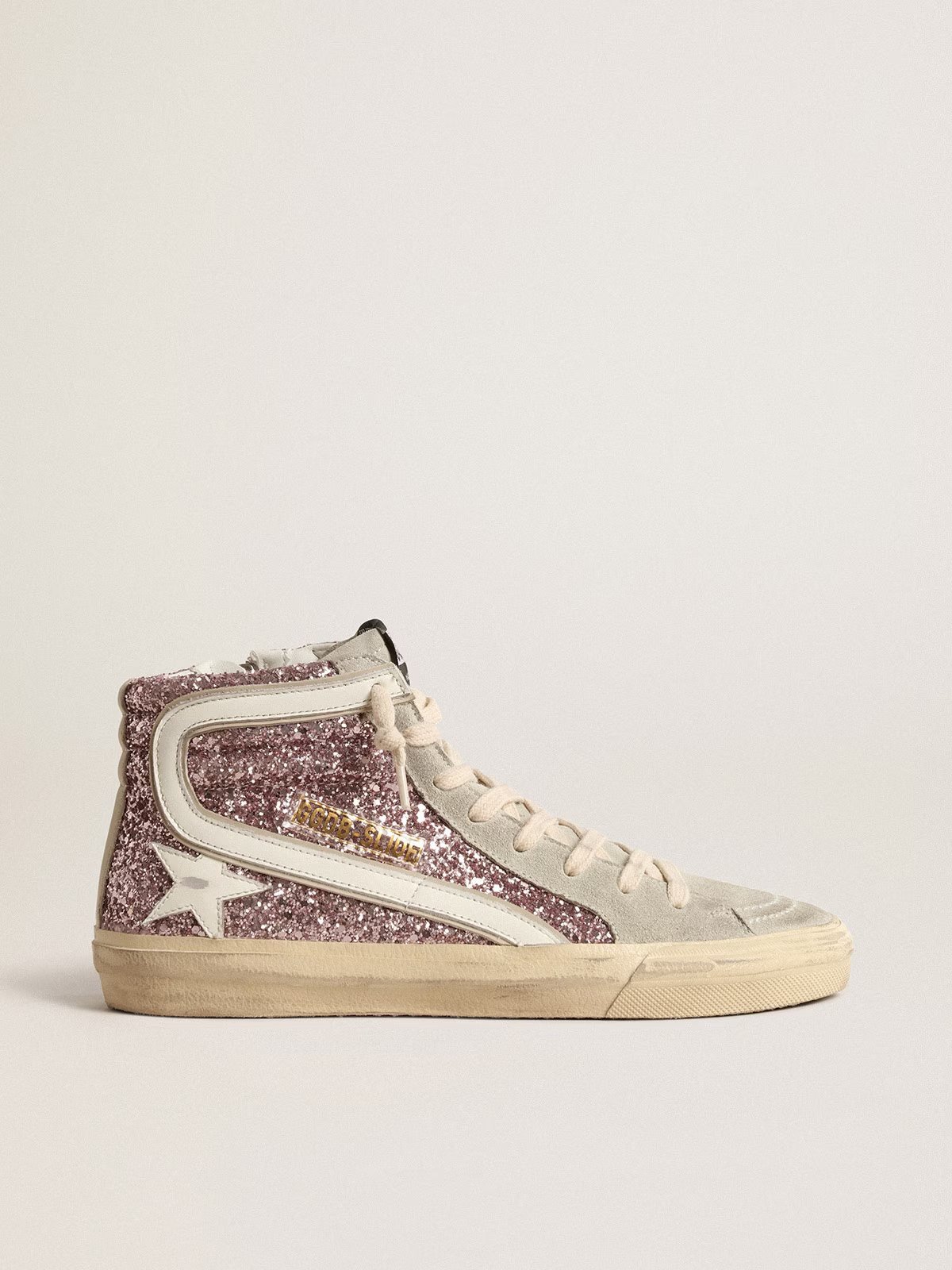 1 Slide in lilac glitter with white leather star and flash - Image 1