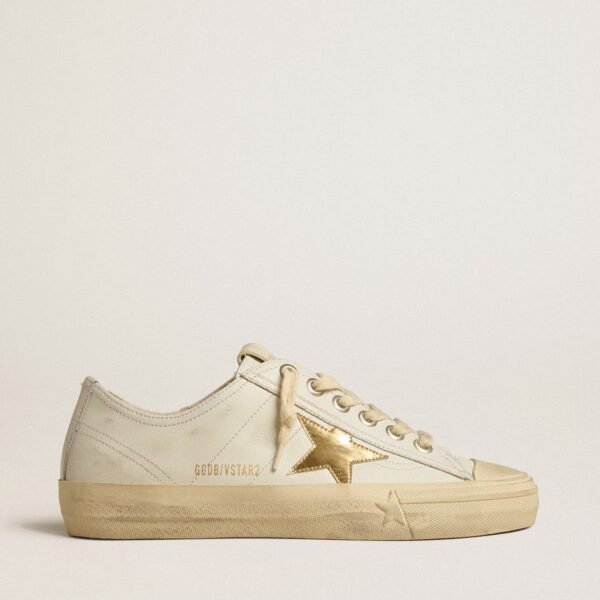 V-Star in white leather with gold metallic leather star