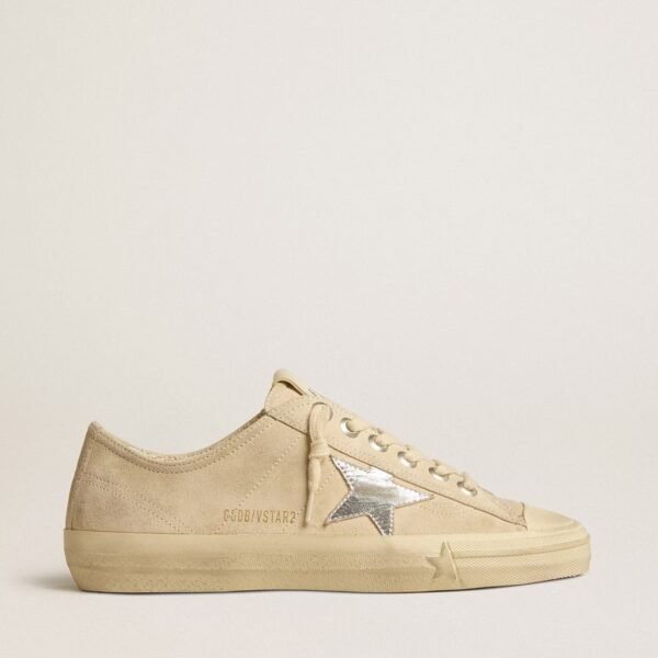 V-Star in pearl suede with silver metallic leather star